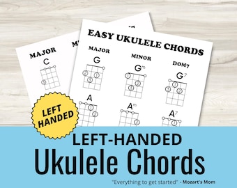Tabla de acordes para ukelele para zurdos para principiantes (PDF imprimible)