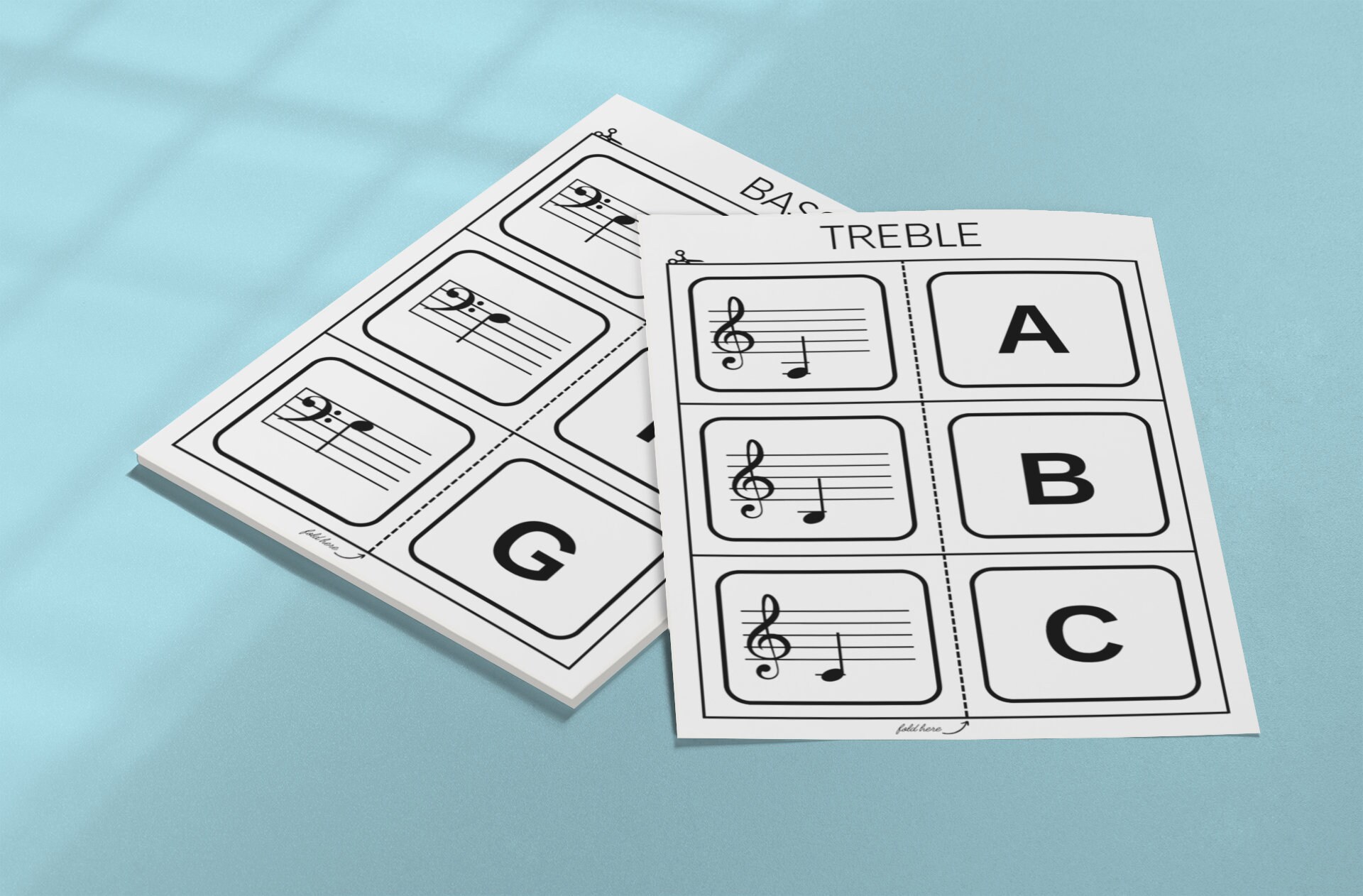 Music Note Flashcards Bundle Treble Clef Bass Clef Printable Flashcards