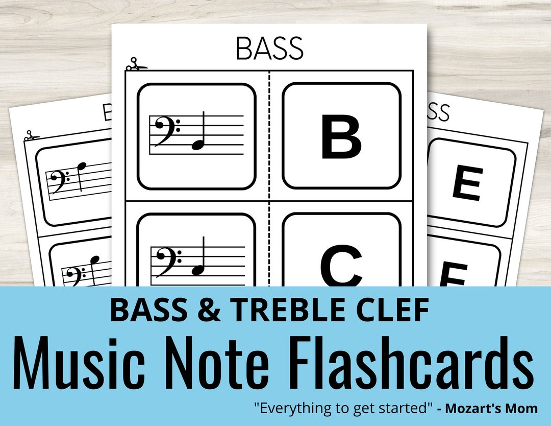 Music Note Flashcards Bundle Treble Clef Bass Clef Printable Flashcards