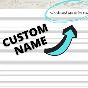 Personalisierte Notenblätter, leere Notenblätter, Personal Papier (sofortiger digitaler Download), benutzerdefinierte Notenblätter, personalisierte Geschenke
