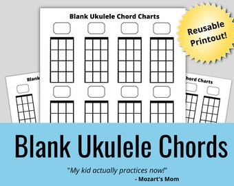 Blank Ukulele Chord Charts for Ukulele Beginners (Instant Download), Ukulele for Newbie New Year&#39;s Resolution New Year&#39;s Resolution