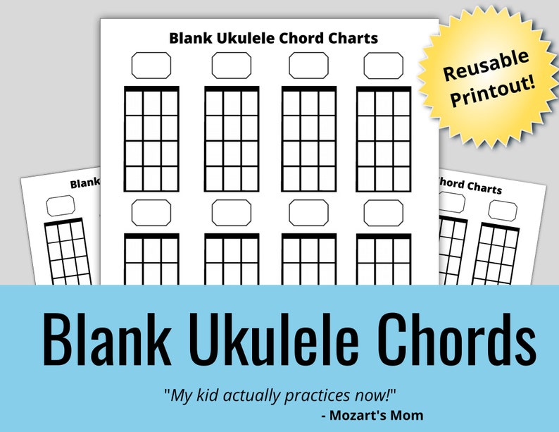 Blank Ukulele Chord Charts for Ukulele Beginners (instant Download ...