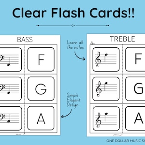 Paquete de tarjetas didácticas de notas musicales Aprenda todas las notas Clave de sol Clave de fa Tarjetas didácticas para músicos principiantes Herramienta de memorización de teoría musical PDF