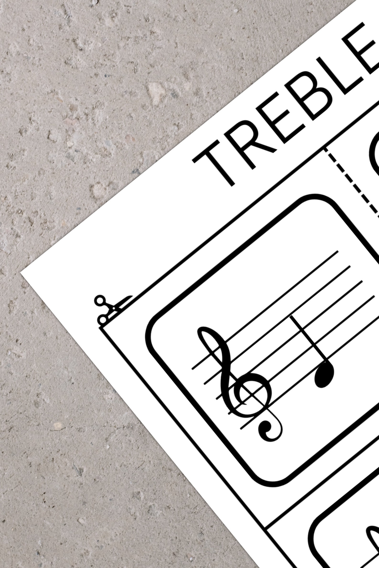 Treble Clef Music Note Flash Cards Printable at Home Flashcards for