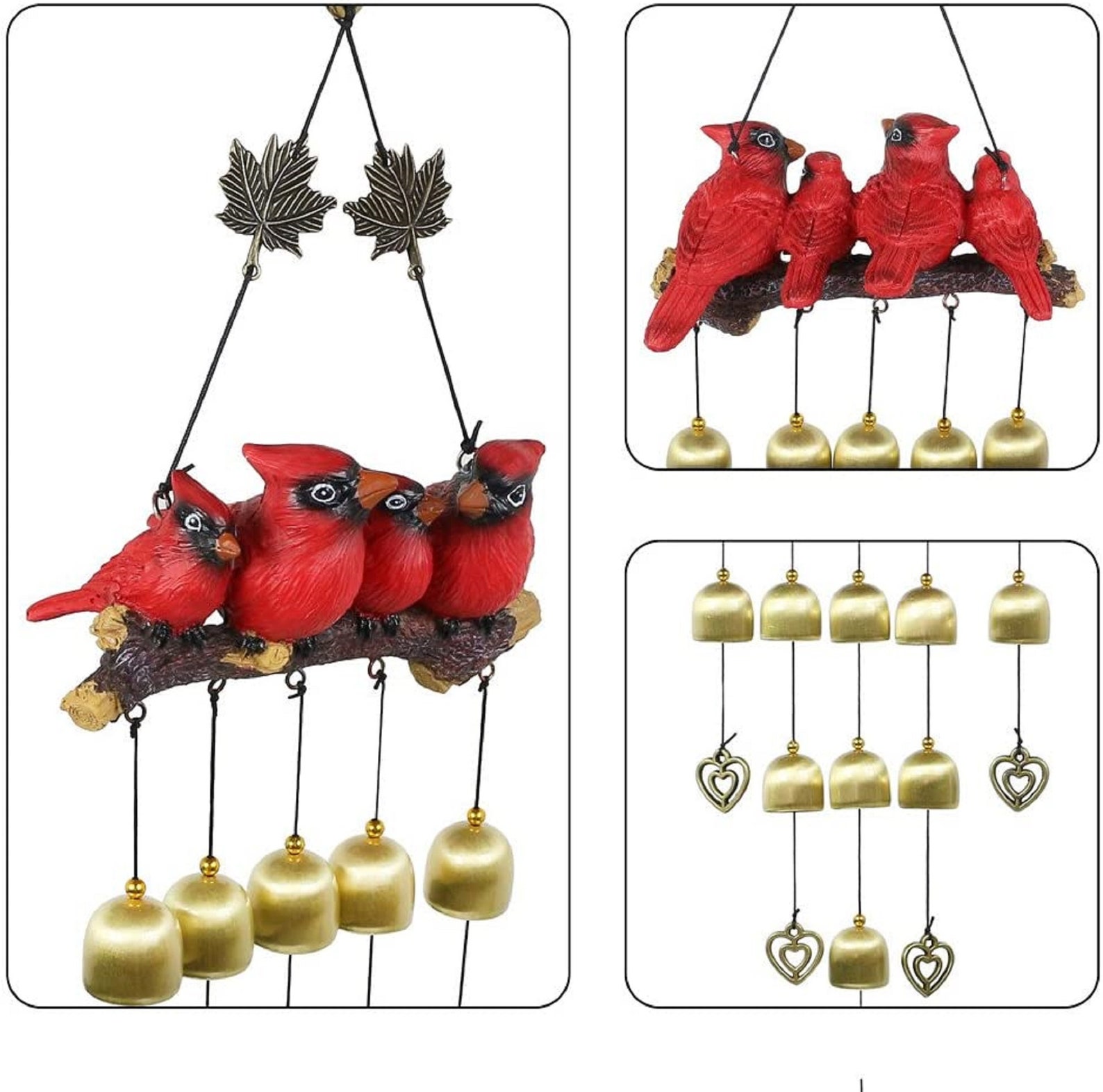 Cardinal Bird Wind Chime Red Bird Bell Wind Chimes for Window Etsy