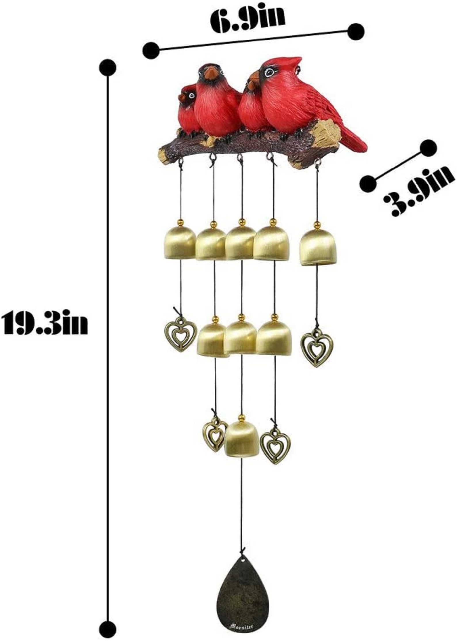 Cardinal Bird Wind Chime Red Bird Bell Wind Chimes for Window Etsy