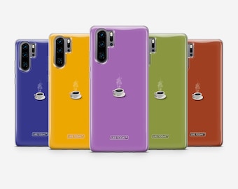 White Cup Black Coffee Lover Case Huawei P50 P40 Pro, P30 lite, Mate 40, Xiaomi Redmi Note, OnePlus 11, 10, Oppo, Vivo Casing •