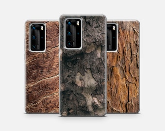 Wooden Old Tree Bark Case Huawei P50 P40 Pro, P30 lite, Mate 40, Xiaomi Redmi Note, OnePlus 11, 10, Oppo, Vivo Casing • Wood Grain Print