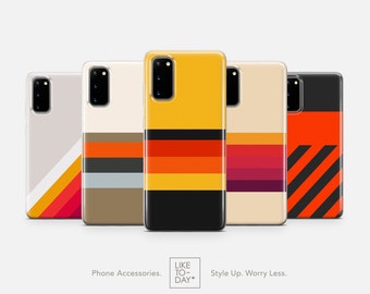 Groovy Retro Stripes Case Samsung S24 S23 Ultra S22 S21+ Galaxy Note Casing • Aesthetic Cover, Eighties, Vintage VHS Case