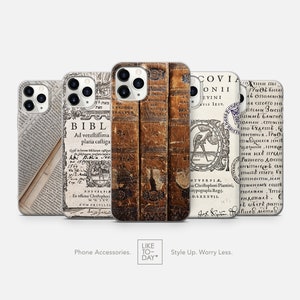Book Lover Phone Case iPhone 16 Plus 15 14 13 12 mini 11 Pro Max X Xs 8 7 • Vintage Library Bookshelf, Vintage Cover, Bible Texts