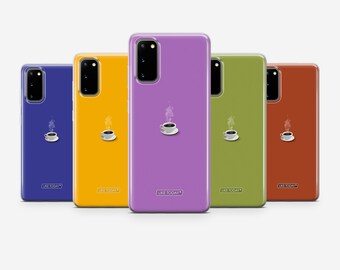 May include: Five different colored phone cases with a white coffee cup design and the text "LIKE TODAY" on the bottom. The cases are purple, yellow, green, orange, and blue.