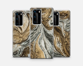 Liquid Marble Swirl Texture Case Huawei P50 P40 Pro, P30 lite, Mate 40, Xiaomi Redmi Note, OnePlus 11, 10, Oppo, Vivo Casing •