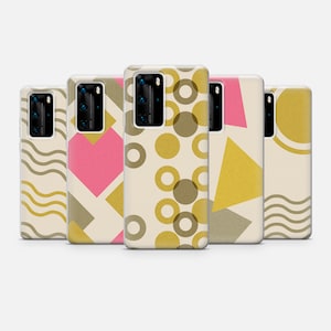 Abstract Golden Triangles Waves Aesthetic Case Huawei P50 P40 Pro, P30 lite, Mate 40, Xiaomi Redmi Note, OnePlus 11, 10, Oppo, Vivo Casing