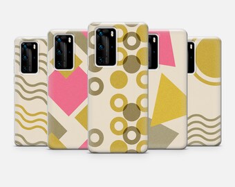 Abstract Golden Triangles Waves Aesthetic Case Huawei P50 P40 Pro, P30 lite, Mate 40, Xiaomi Redmi Note, OnePlus 11, 10, Oppo, Vivo Casing