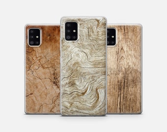 Estuche de madera con corteza de árbol antiguo para Samsung S24 S23 Ultra S22 S21+ Galaxy Note •