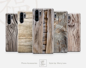 Wood Bark Case Huawei P50 P40 Pro, P30 lite, Mate 40, Xiaomi Redmi Note, OnePlus 11, 10, Oppo, Vivo Casing • Rustic Wooden Grain Print