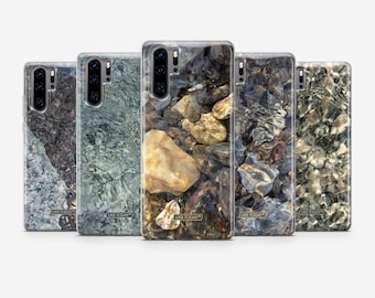 Nature Water Stream Marble Stones Case Huawei P50 P40 Pro, P30 lite, Mate 40, Xiaomi Redmi Note, OnePlus 11, 10, Oppo, Vivo Casing •