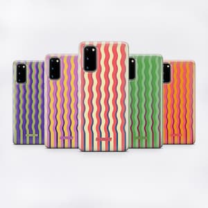 Vintage Stripes Optical Color Wave Phone Case Samsung S24 S23 Ultra S22 S21+ Galaxy Note •