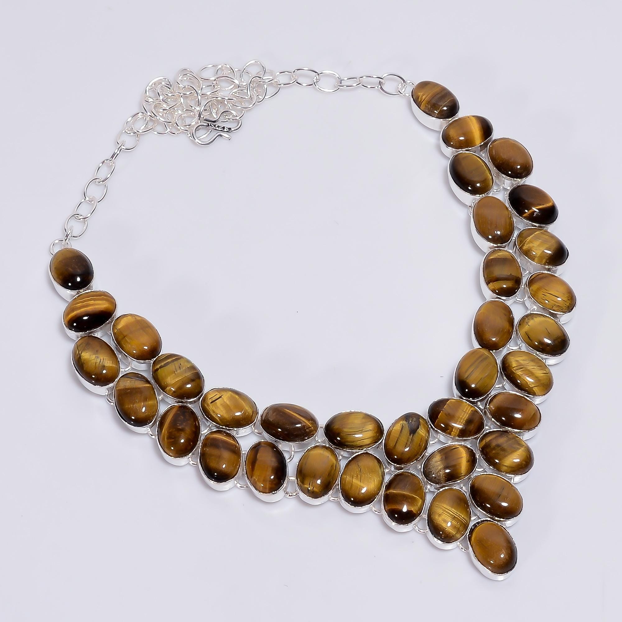 Collana con ciondolo a forma di sole in occhio di tigre: gioielli boho a strati - Italia