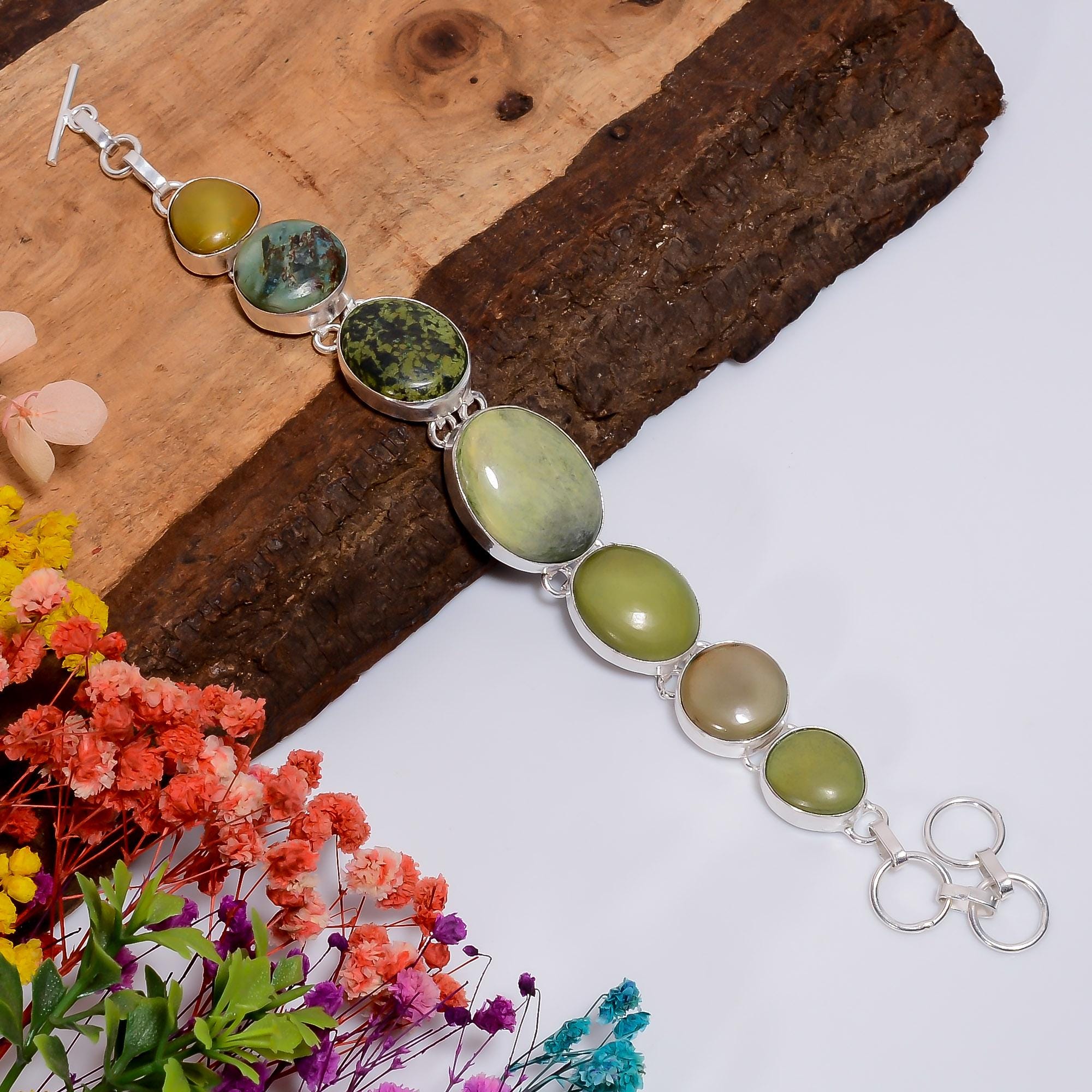 Tibetan Turquoise Bracelet – Silver-plated Handmade Boho Jewelry