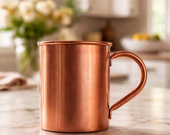 Caneca Moscow Mule de cobre puro, feita à mão, 100% cobre puro, utensílio de bar artesanal, elegante para coquetéis, presente para mulheres e homens.