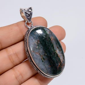 Green Aventurine Pendant, Silver Plated Jewelry, Gemstone Necklace, Handmade Statement Pendant, Ethnic Necklace, Boho-Chic Pendant for Women