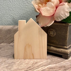 Set of 5" Unfinished Wood Mini Houses/Blank Houses/DIY Houses