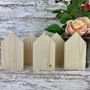 Unfinished Wood Houses, 3.5" x 6", DIY Decor, Wood Blanks for crafting