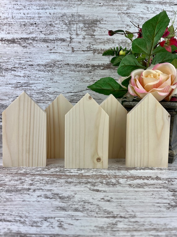 Unfinished Wood Houses, 3.5 X 6, DIY Decor, Wood Blanks for Crafting 