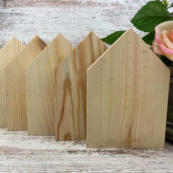 Unfinished Wood Houses, 7.5", Wood Craft Supplies, Blank Board, Shelf Decor