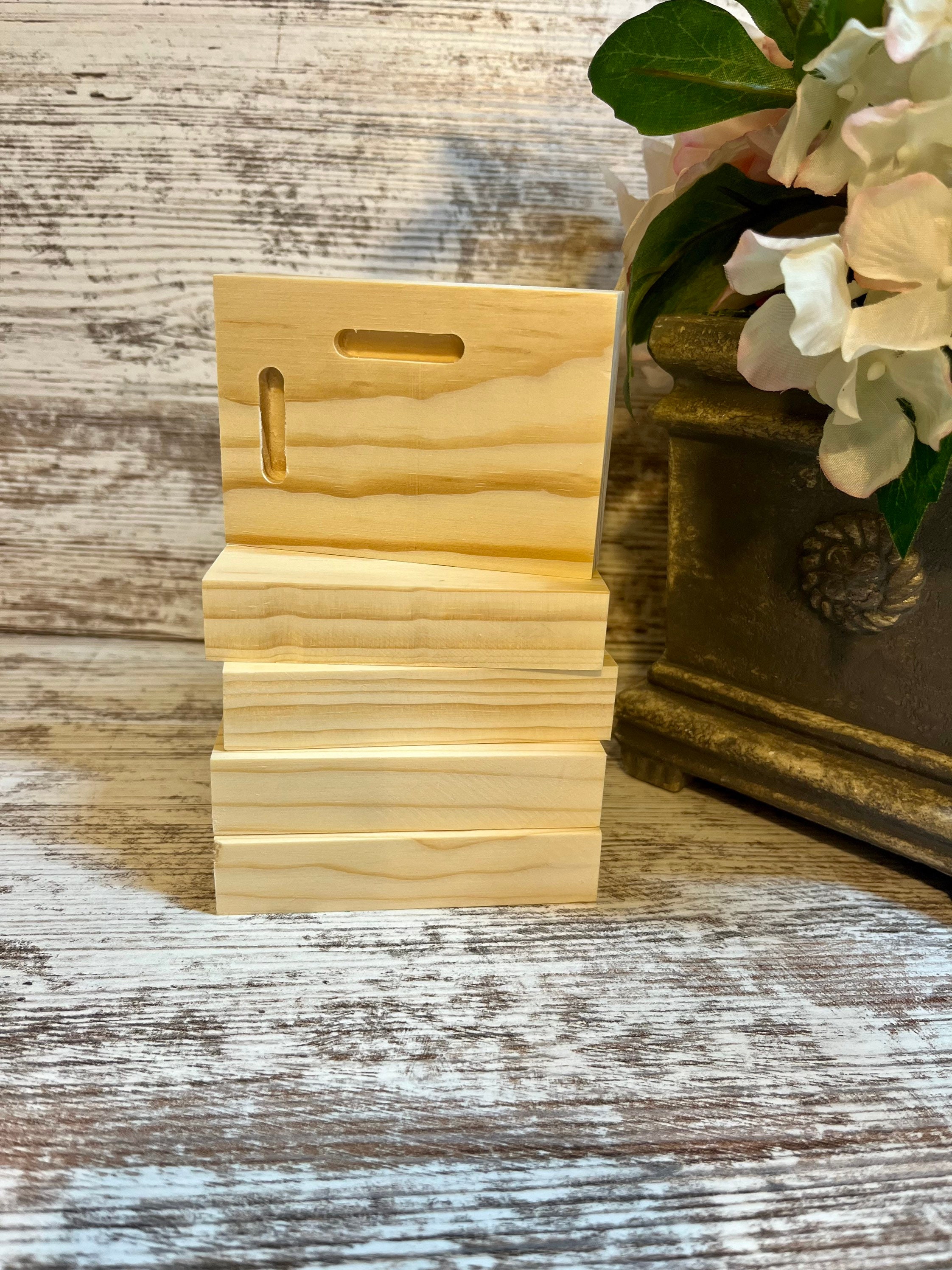 20 Unfinished Wood Blocks for Wood Crafts, Wooden Rectangle