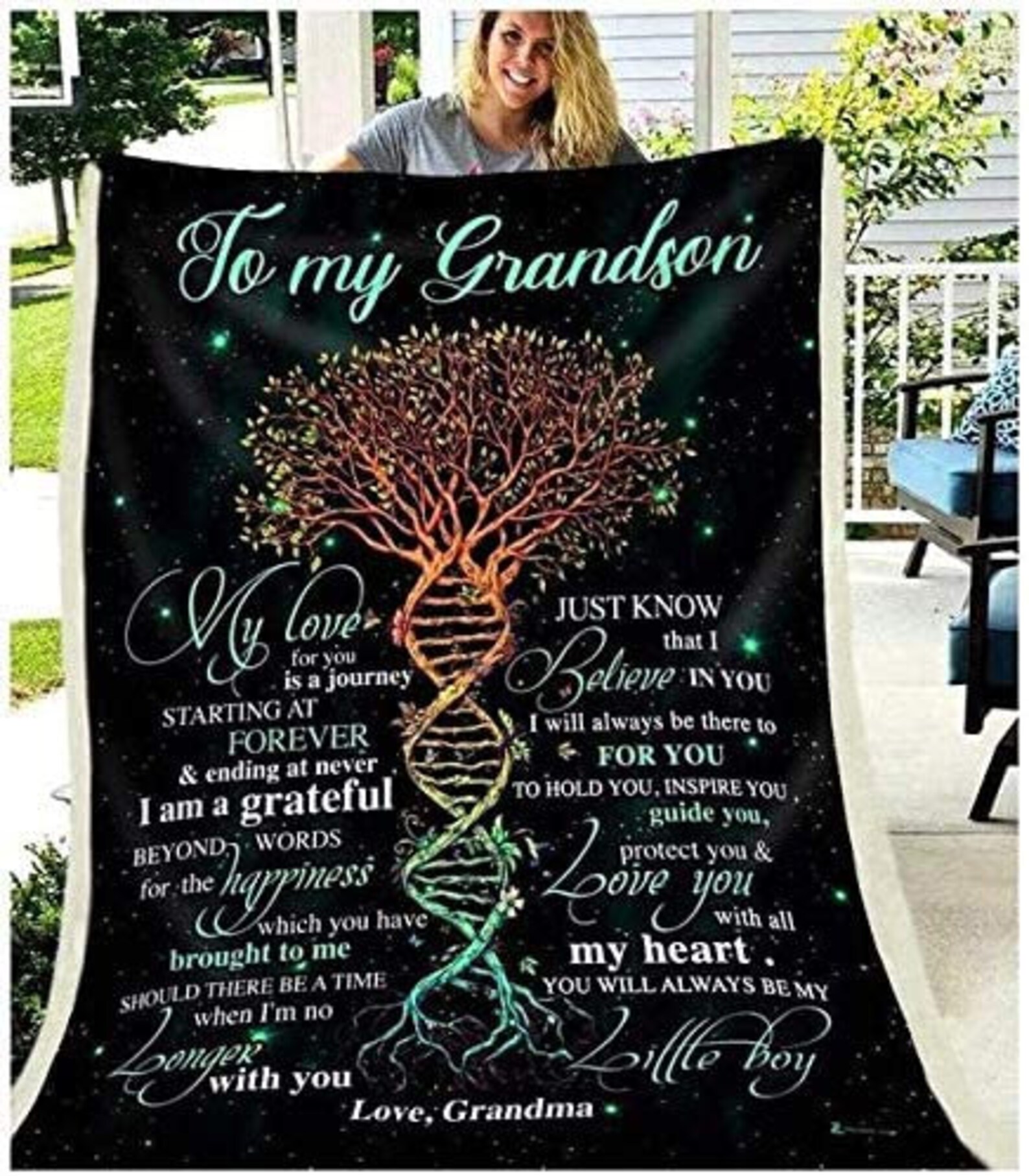To My Grandson Blanket My Love For You Is A Journey Starting Etsy
