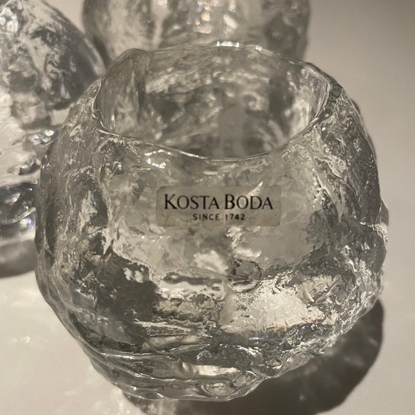 Beautiful Vintage snowball glass tealight holder designed by Ann Wärff for Kosta Boda in 1973