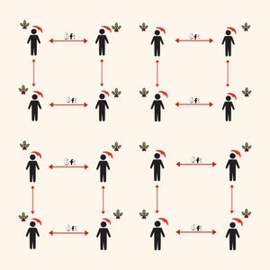 Digitally Designed, Socially Conscious Christmas Wrapping Paper, Santa Hat, Red, White