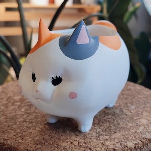 Fat cat ffxiv plant pot / planter inspired in Final Fantasy XIV 3d printed in PLA