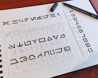 Aurebesh stencils alphabet from Star Wars