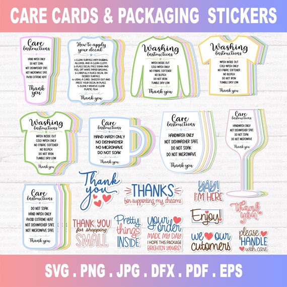 Fall Care Card Bundle, Printable Care Instructions Cards