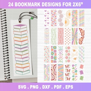 Paquete de marcadores SVG, marcadores png, marcadores divertidos svg, marcadores imprimibles, plantillas de marcadores svg, libros svg, libros retro svg, lectura svg