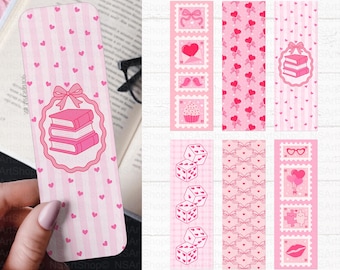 Valentine Lesezeichen SVG PNG Bundle: Valentines Day Bookish Designs, druckbare Vorlage, Bücher