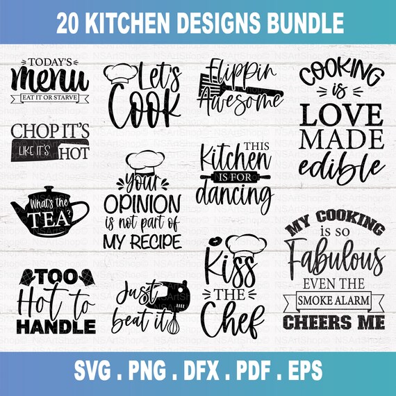 Funny Kitchen SVG Bundle SVG Cut File SVGs,Quotes and Sayings,Food &  Drink,On Sale, Print & Cut - So Fontsy