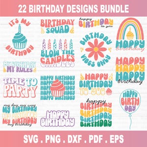 Retro Geburtstag svg svg, Geburtstagsparty svg, Geburtstagskuchen svg, Geburtstags svg datei, Geburtstagsclipart