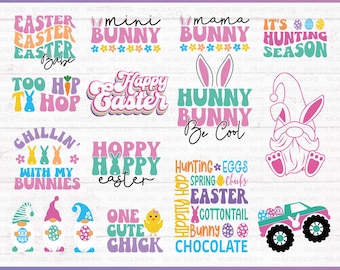 Easter SVG Bundle: Eggs, Bunny Design, Hello Spring Designs, Cut Files, Cricut, Silhouette
