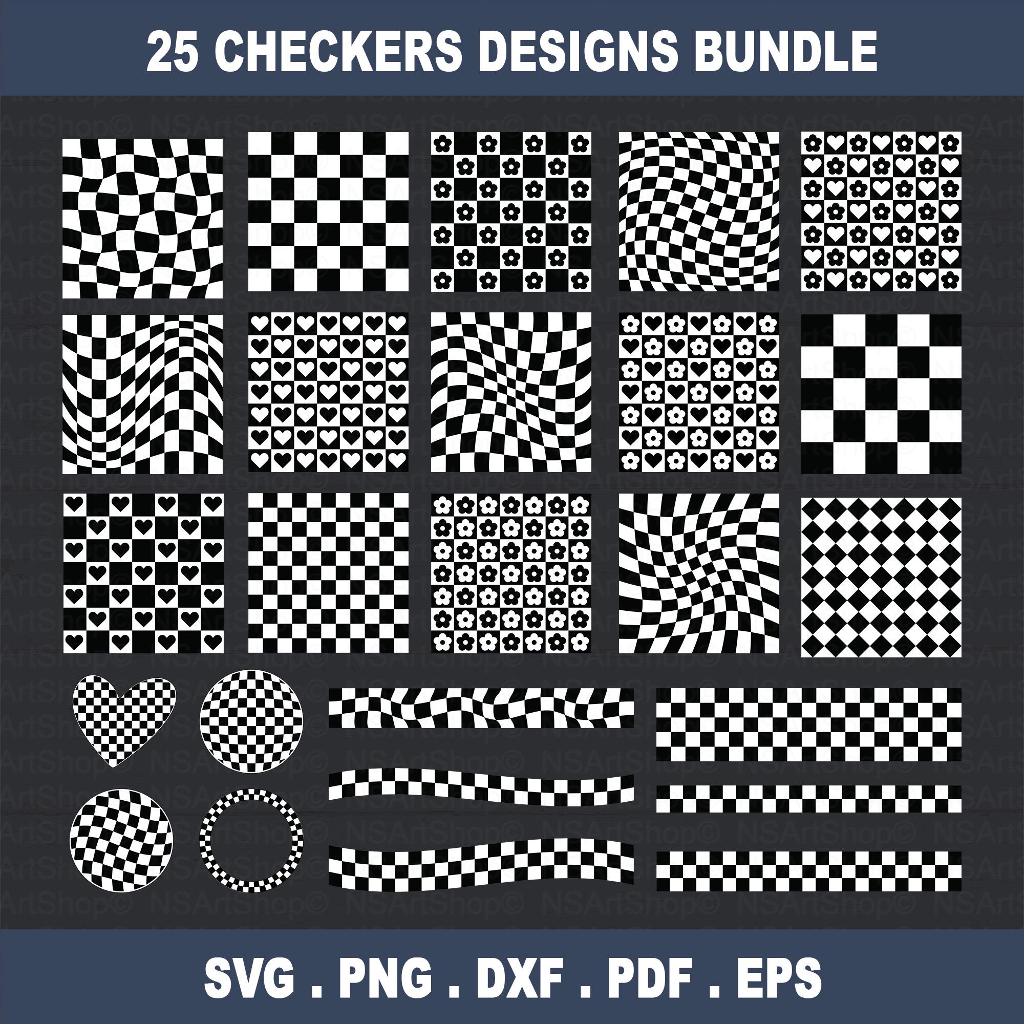 Distressed Checker Vector File Checkers SVG Bundle, Distress Checkered Pattern Designs, Cricut, Cut ...