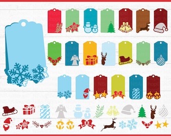 Pacchetto SVG per etichette regalo di Natale, festività, etichetta, Cricut, file di taglio