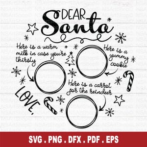 Vassoio rotondo di Babbo Natale SVG, Caro Babbo Natale svg, Natale svg, vassoio di latte e biscotti svg, Piatto di Babbo Natale di Natale, carota di renna svg