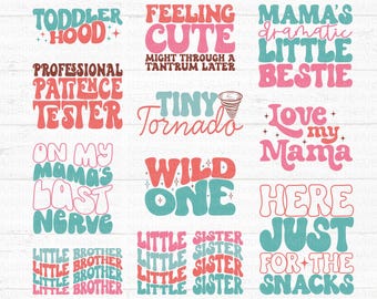 Pacchetto SVG per bambini piccoli: frasi spiritose per neonati, design alla moda per mamma, bambino e bambina