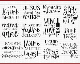 Wine Lover SVG Bundle: Funny Wine Designs, Sayings, Cricut, Cut File