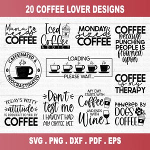 Coffee SVG Bundle, Coffee bar sign SVG, Caffeine Queen, Coffee Lovers, Coffee Obsessed, Mug Svg, Coffee mug, Cut File Cricut