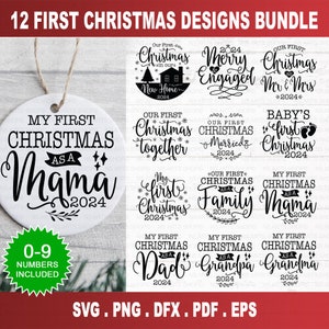 First Christmas svg bundle, Christmas ornament svg bundle, Christmas svg, believe svg, christmas cut file, round ornament svg, cut file