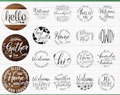 Round Welcome Sign SVG Bundle, Farmhouse Door Hanger Designs (svg, dxf, png, eps, pdf)